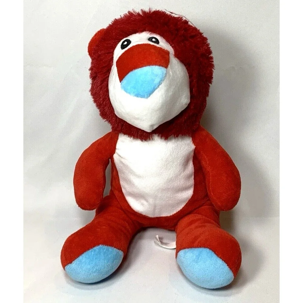 Toy‎ Factory Plush Lion Red White Aqua Blue Stuffed Animal Stuffie